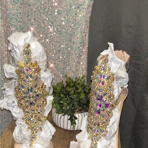 Fashion Nova Gold and Multicolor Heels